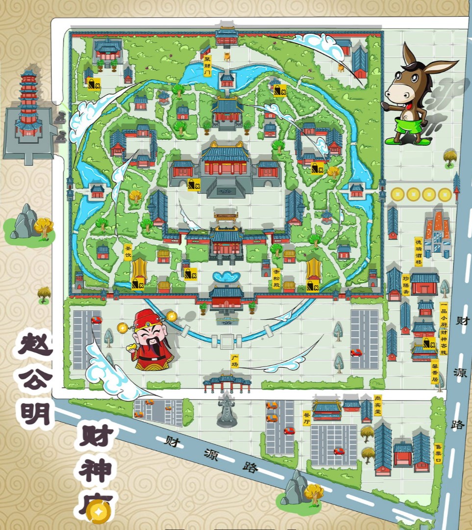武安寺庙类手绘地图
